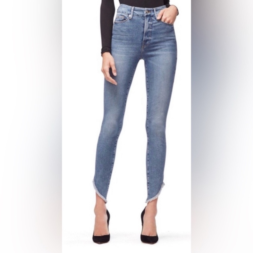 NEW Good American Good Waist Slashed Fray Hem Jeans High Rise Size 2/26